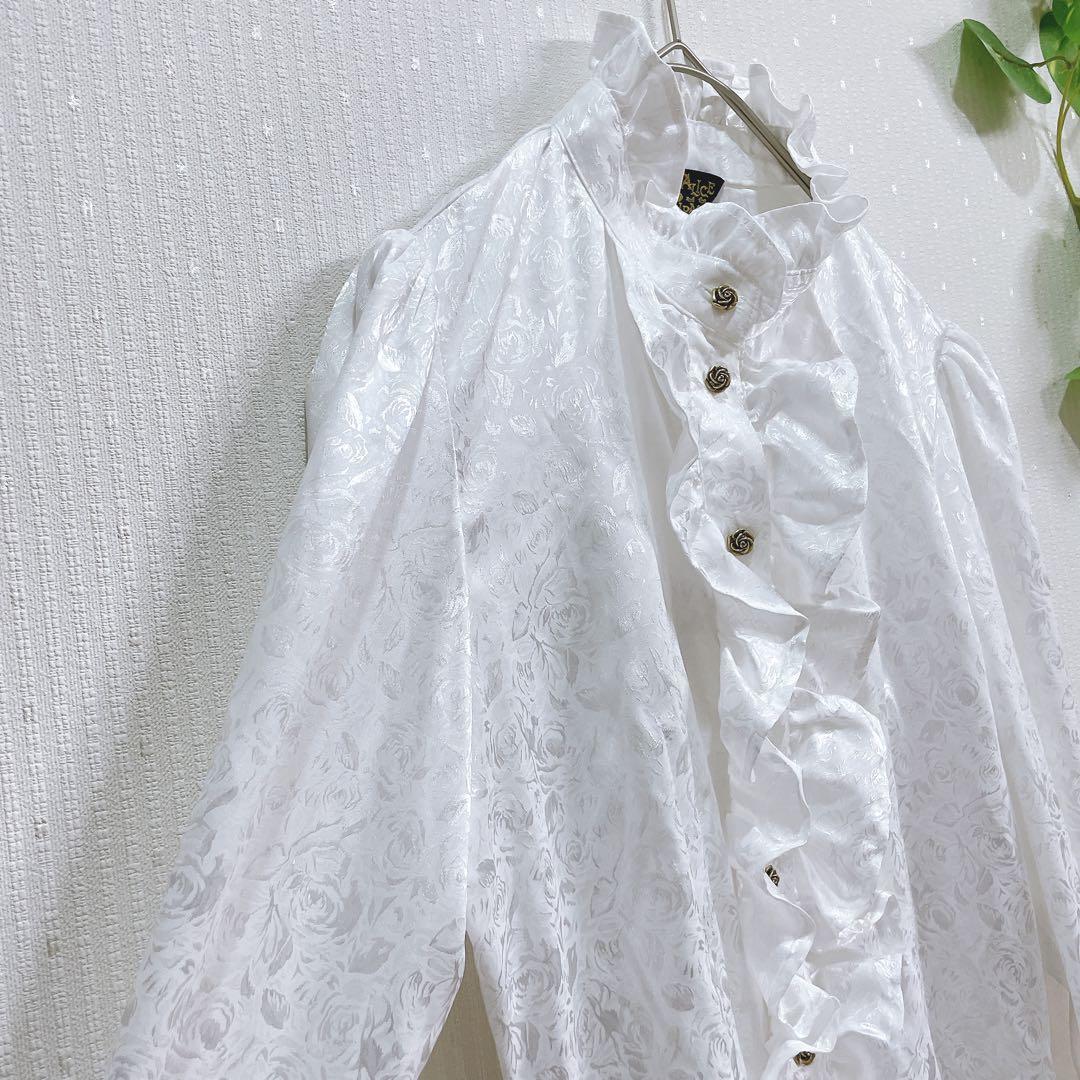 A&P スタンドカラー フリルブラウス 白 M ロリータ ゴスロリ フォーマル A&P スタンドカラー フリルブラウス 白 M ロリータ ゴスロリ フォーマル