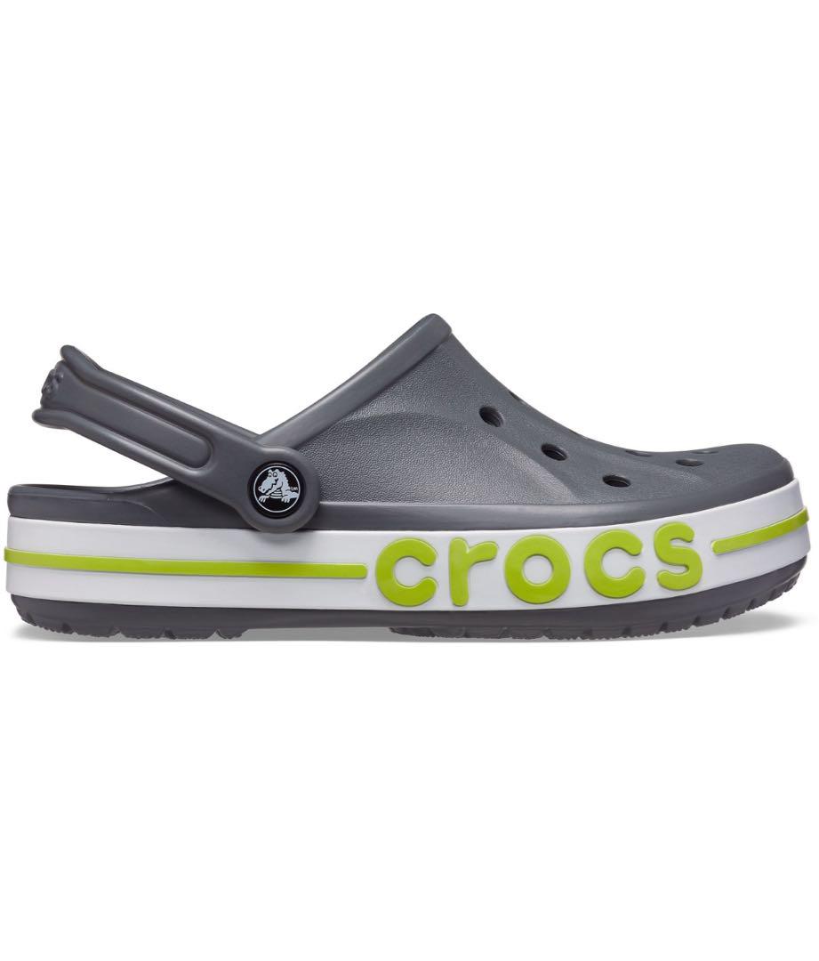 crocs グレー/グリーン クロッグサンダル