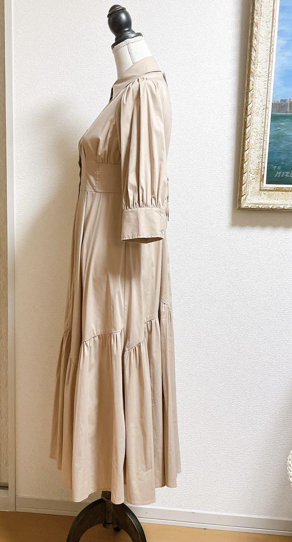 新品　SWINGLE アシメ切替シャツワンピース 定価¥17,600 ベージュ