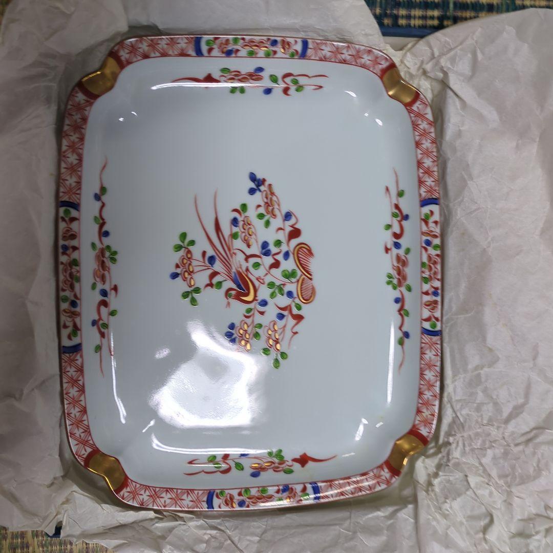 陶器の花鳥模様皿