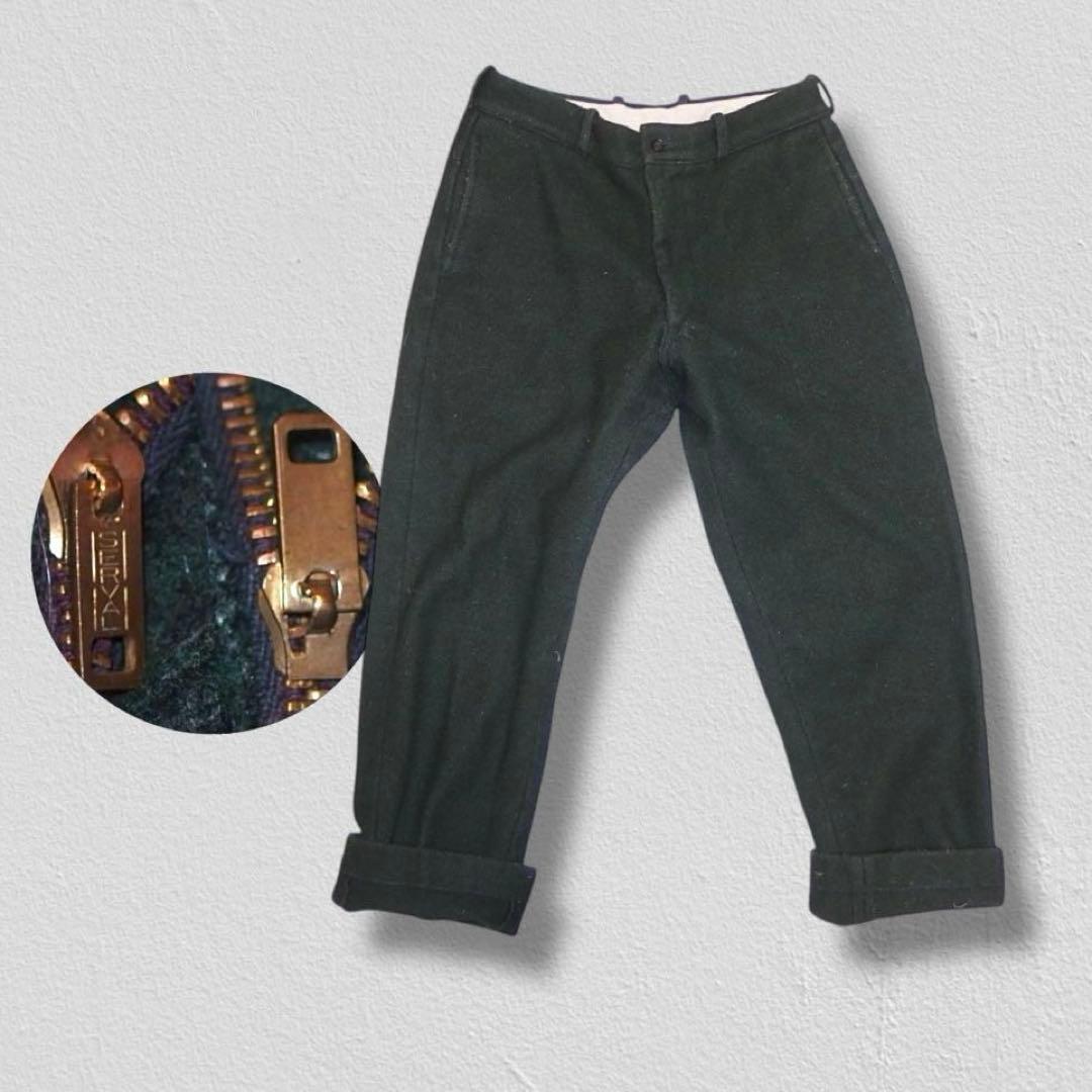 ▪️40s SERVAL ウール スラックス ワークパンツ 緑 40年代 w32