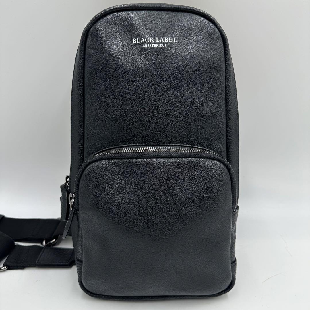 美品 ブラックレーベルクレストブリッジ レザー ボディバッグ チェック 黒 美品 ブラックレーベルクレストブリッジ ボディバッグ レザー