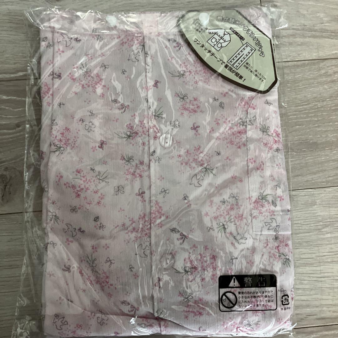 介護用シャツ M ピンク 花柄
