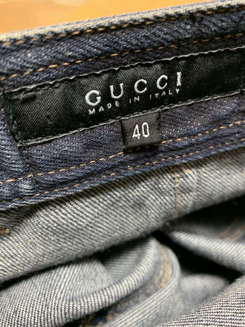 GUCCIグッチ デニム スカート USED加工 40 訳ありジャンク扱い