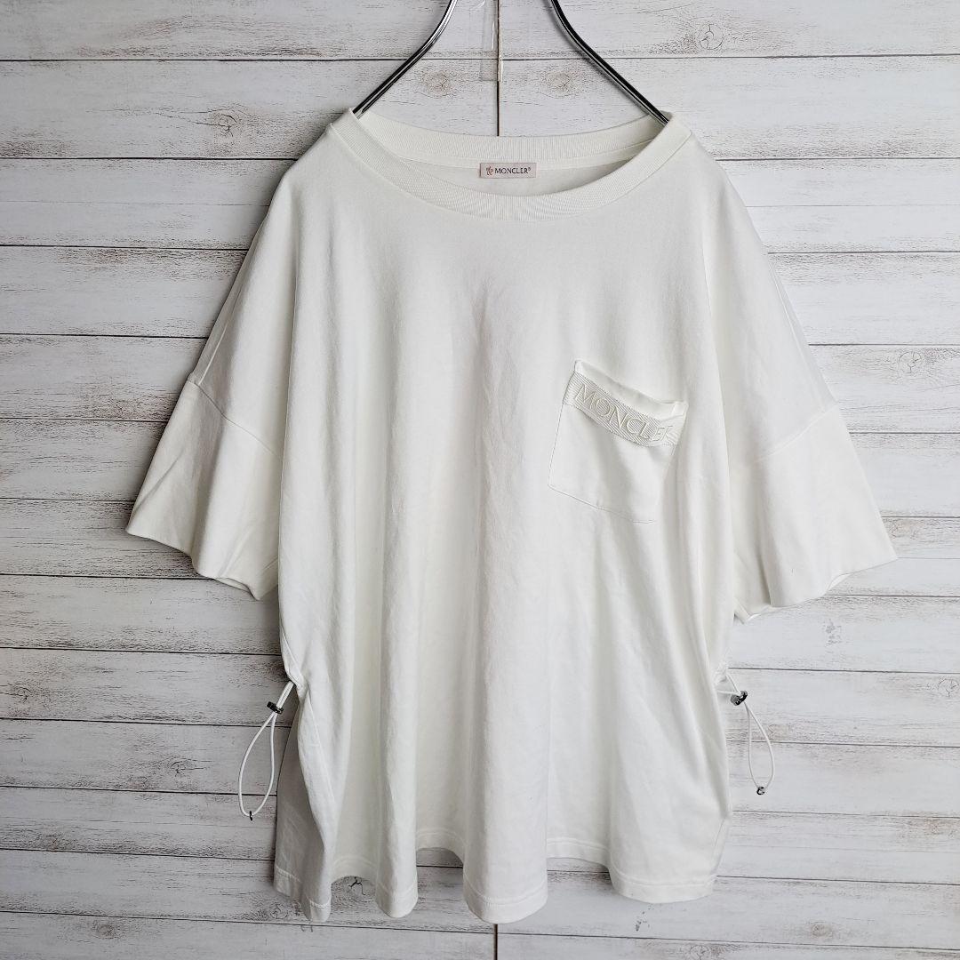 【レアデザイン】モンクレール 刺繍ロゴ ポケット ドローコードギャザー Tシャツ