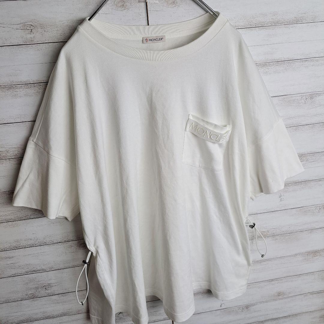 【レアデザイン】モンクレール 刺繍ロゴ ポケット ドローコードギャザー Tシャツ