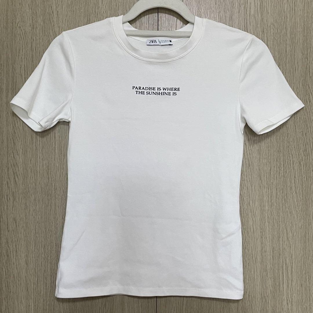 人気特価 WITH T-SHIRT Tシャツ プリント ロゴ ザラ zara SLOGAN メルカリ - トップス