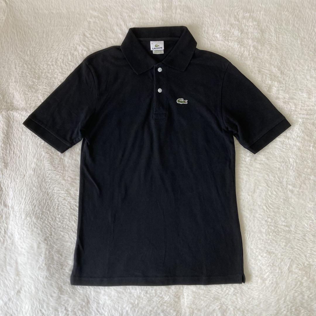 ラコステ LACOSTE　5191L　ポロシャツ　刺繍ロゴ　M　黒　半袖　鹿の子
