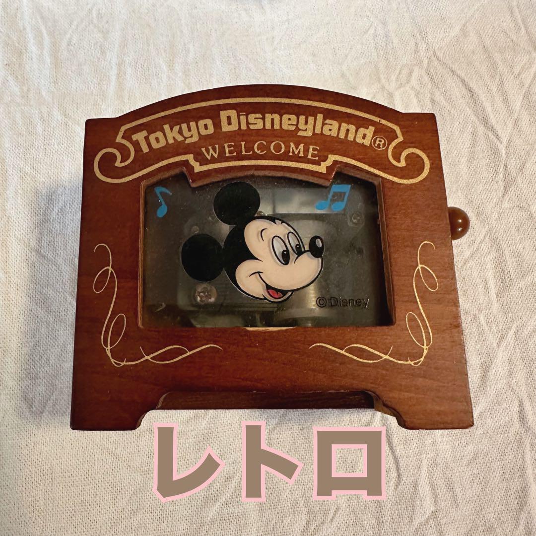 希少 黒入荷！ ディズニーランド⭐️レトロ 手回しオルゴール ミッキー オルゴール