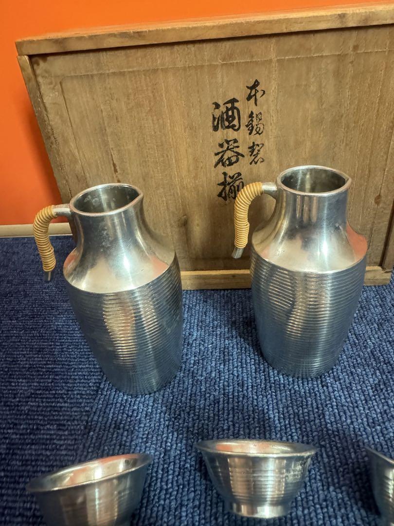 1777 本錫製 酒器セット 徳利2客 猪口5客 美術品・アンティーク・