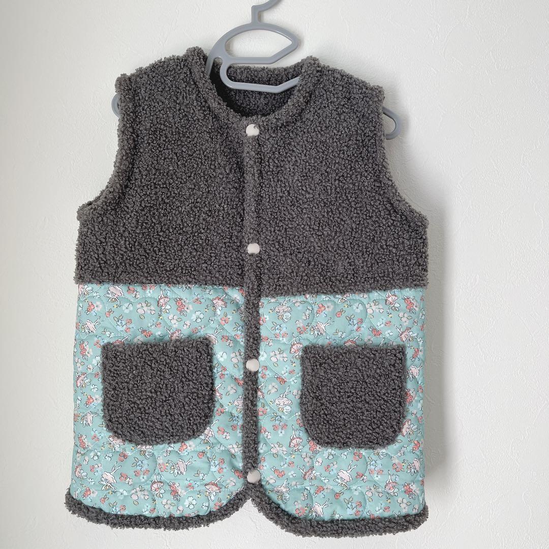 花柄と妖精のハートキルトベスト　グリーン