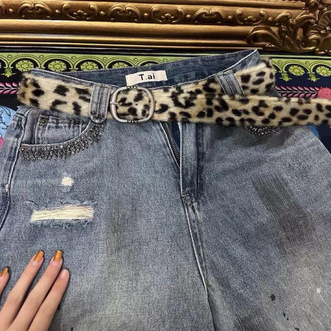 Y2K leopard fur belt レオパード ファーベルト AFB - メルカリ