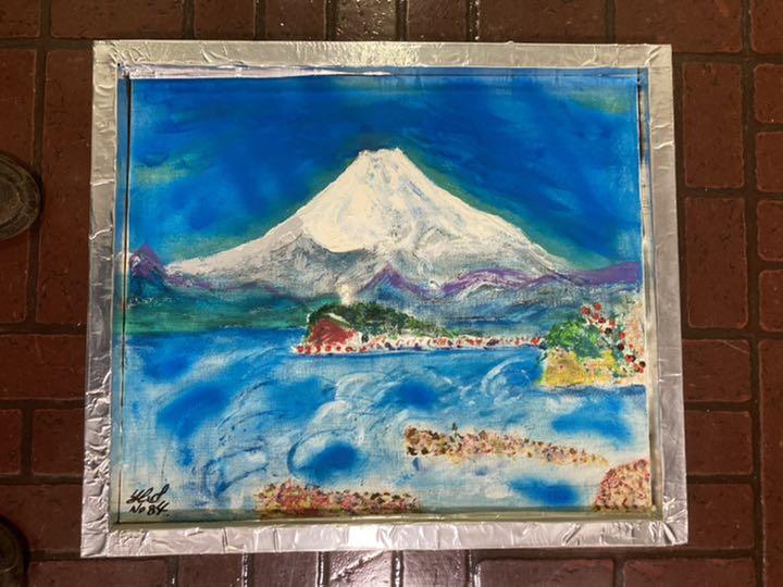 絵画 横田美晴作 「冬の草原で遊ぶ少女」