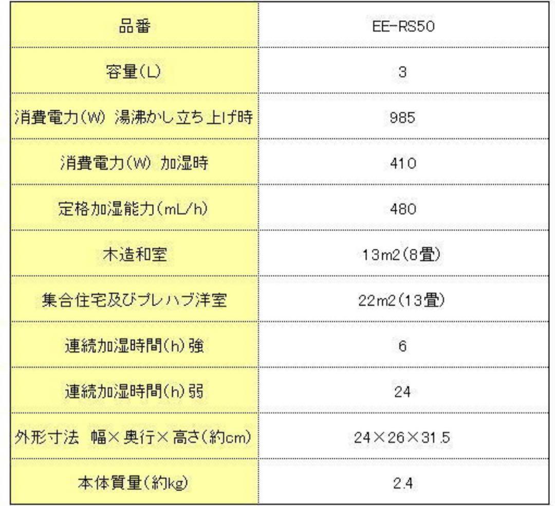 値下げ　象印 ZOJIRUSHI スチーム加湿器 EE-RS50-WA ホワイト