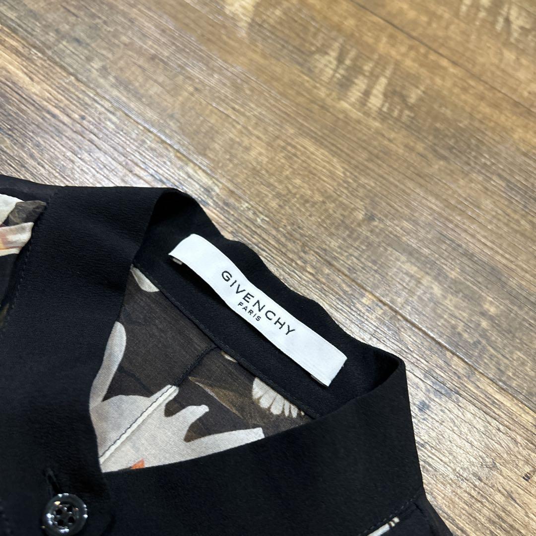 GIVENCHY 蝶 バタフライ 花 フラワー シャツ ブラウス シースルー