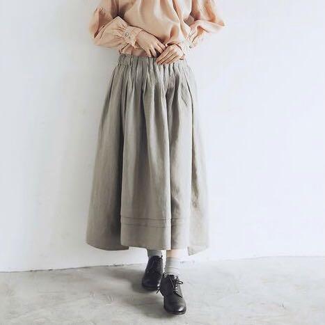 マガリ MAGALI キャンバスリネンロングギャザースカート (アレンジ済み)