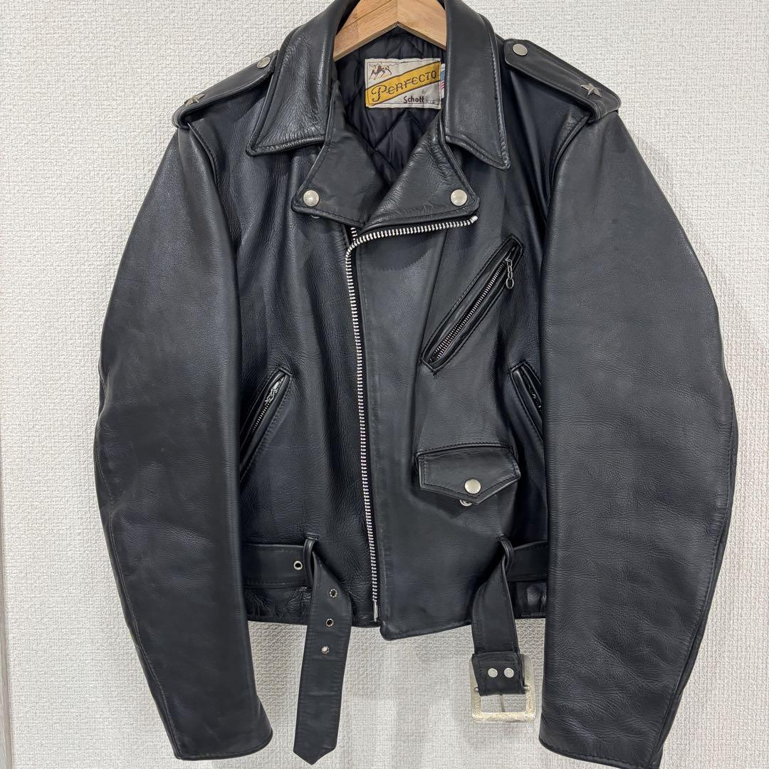 美品】70's ショット ダブルライダース 613 ワンスター 黒 38（M
