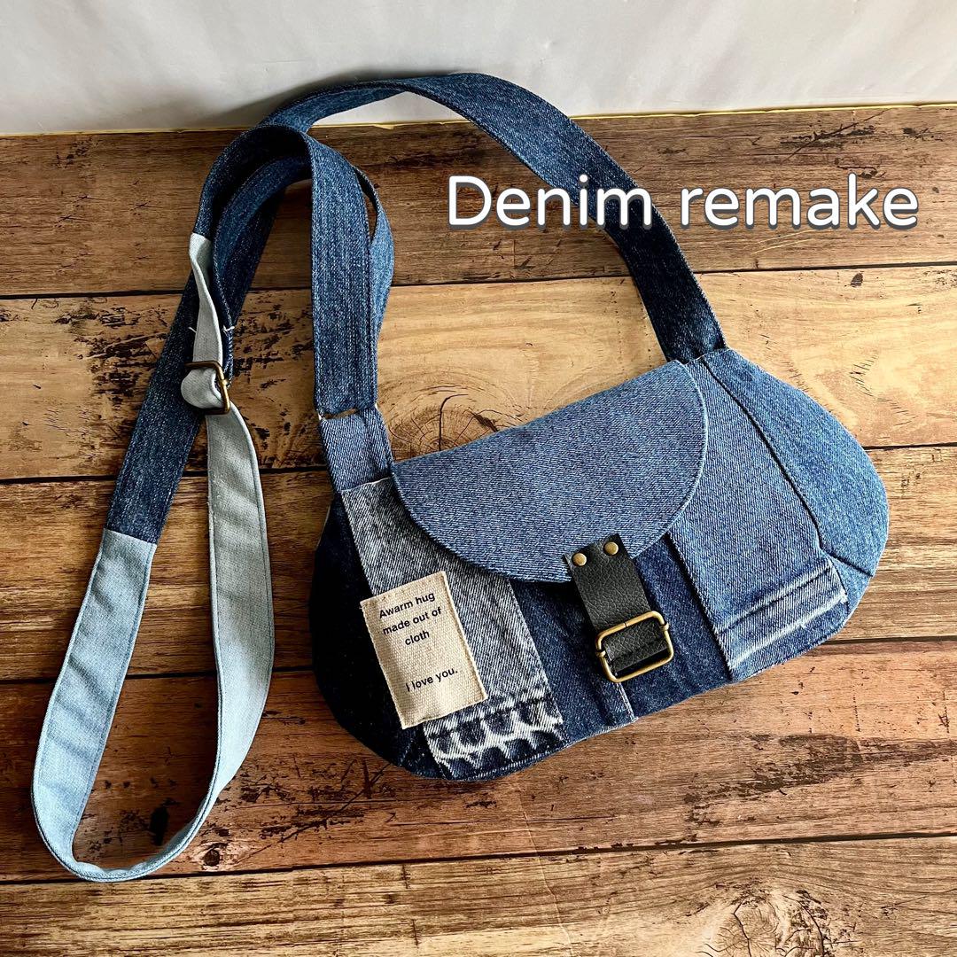 サコッシュ ハンドメイド デニムリメイク ショルダーバッグ スマホショルダー