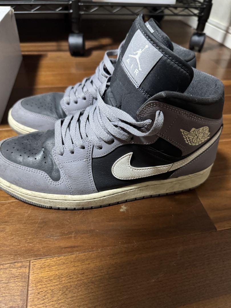 Air Jordan ハイカットスニーカー グレー/ブラック ナイキ AIR JORDAN 1 レザー ハイカットスニーカー 27.5cm