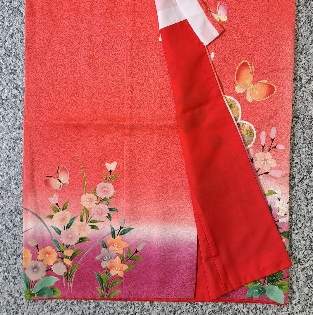 正絹 七歳祝着(単品)ピンク裾紫ぼたん