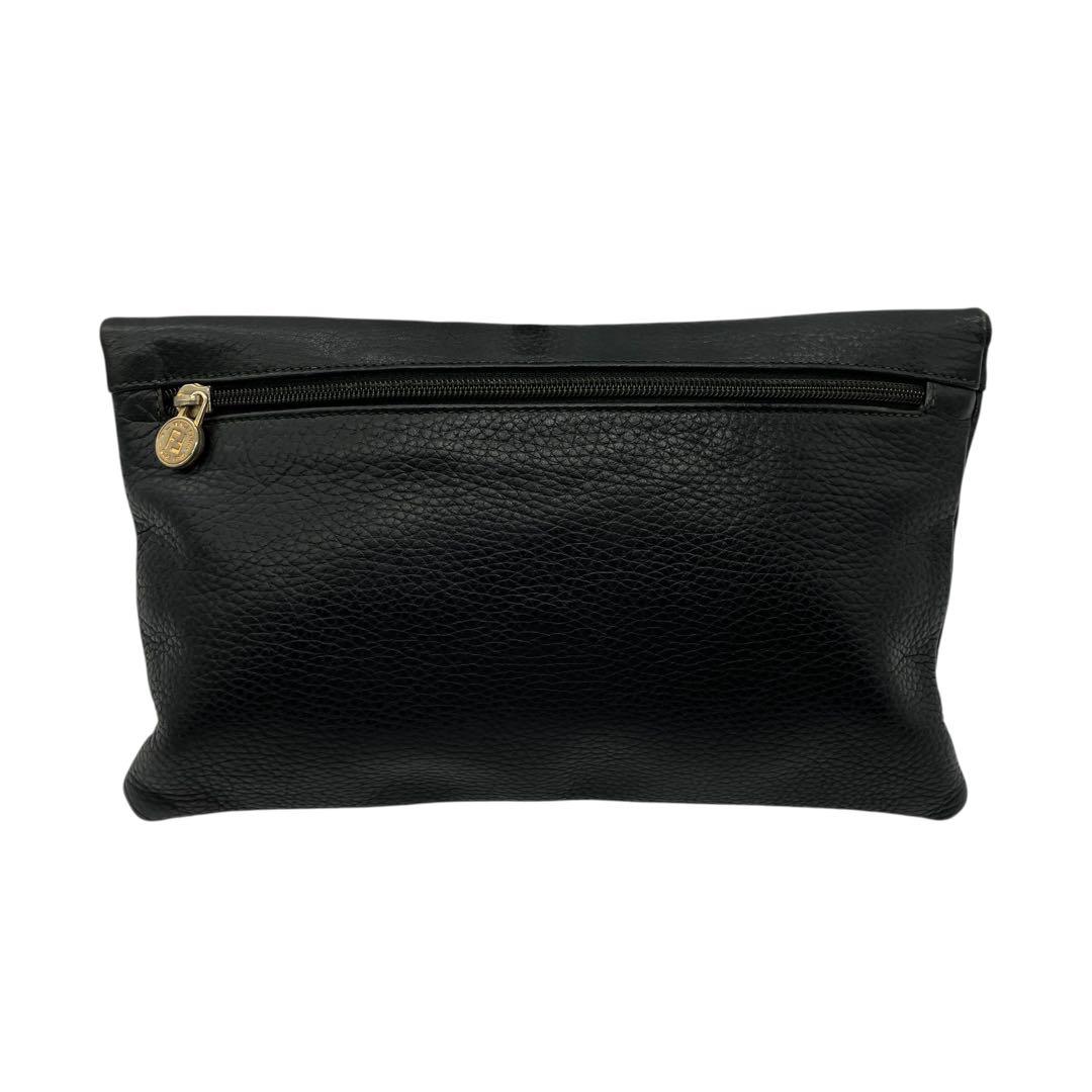 良品 2127 FENDI クラッチバッグ パイソン レザー ブラック