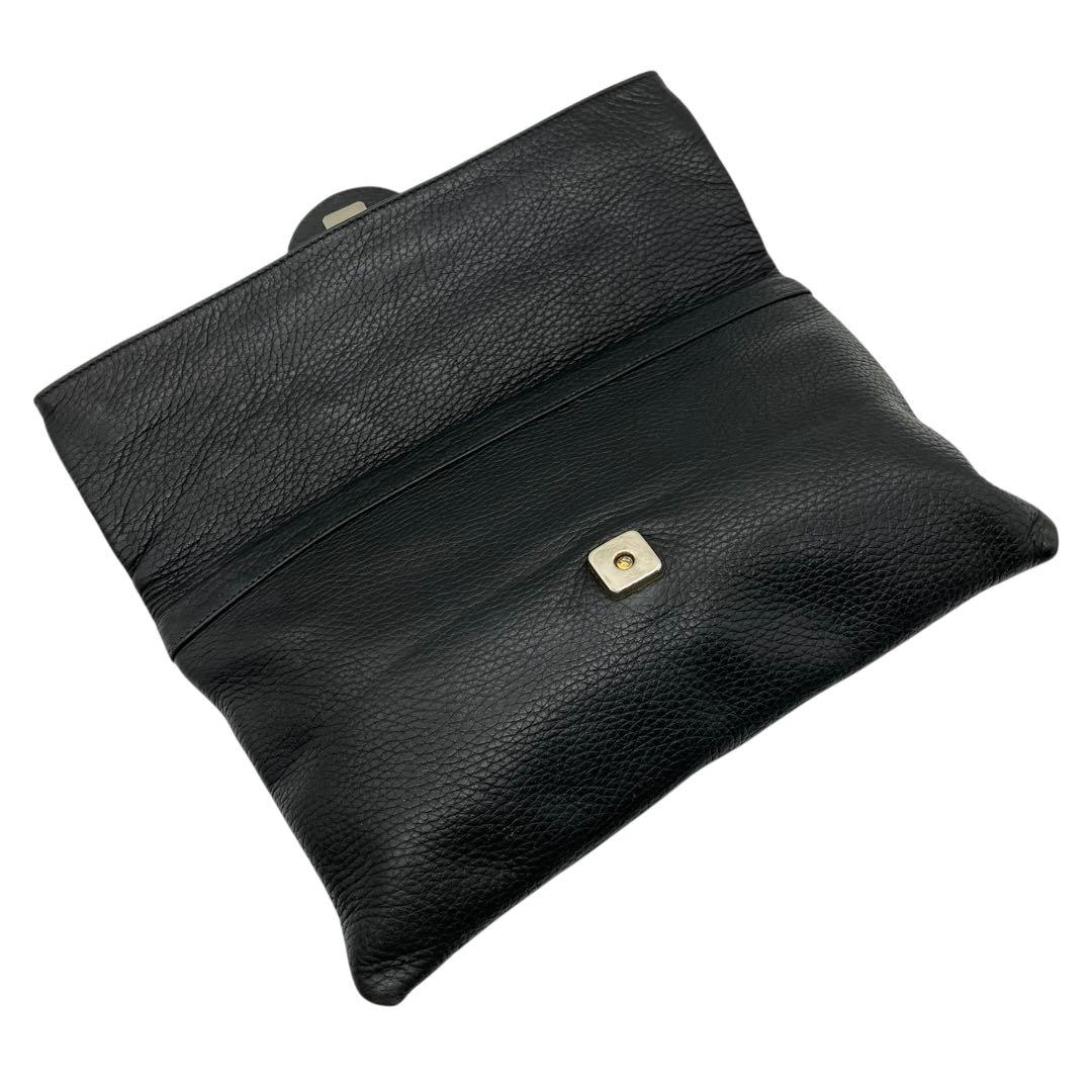 良品 2127 FENDI クラッチバッグ パイソン レザー ブラック