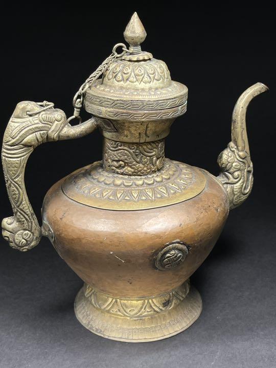 銅製水注 茶道具 インテリア 水次 水つぎ 煎茶 水差し中古品