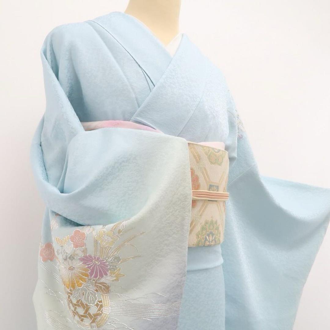 新品 金彩友禅 和田光正 落款 着物 正絹 仕付け糸付 唐花 訪問着