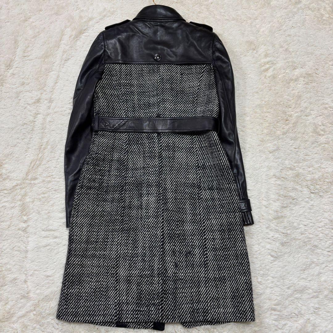超希少　バーバリー　ベルベッドコート　ノバチェック　ラムレザー　M 切り替え