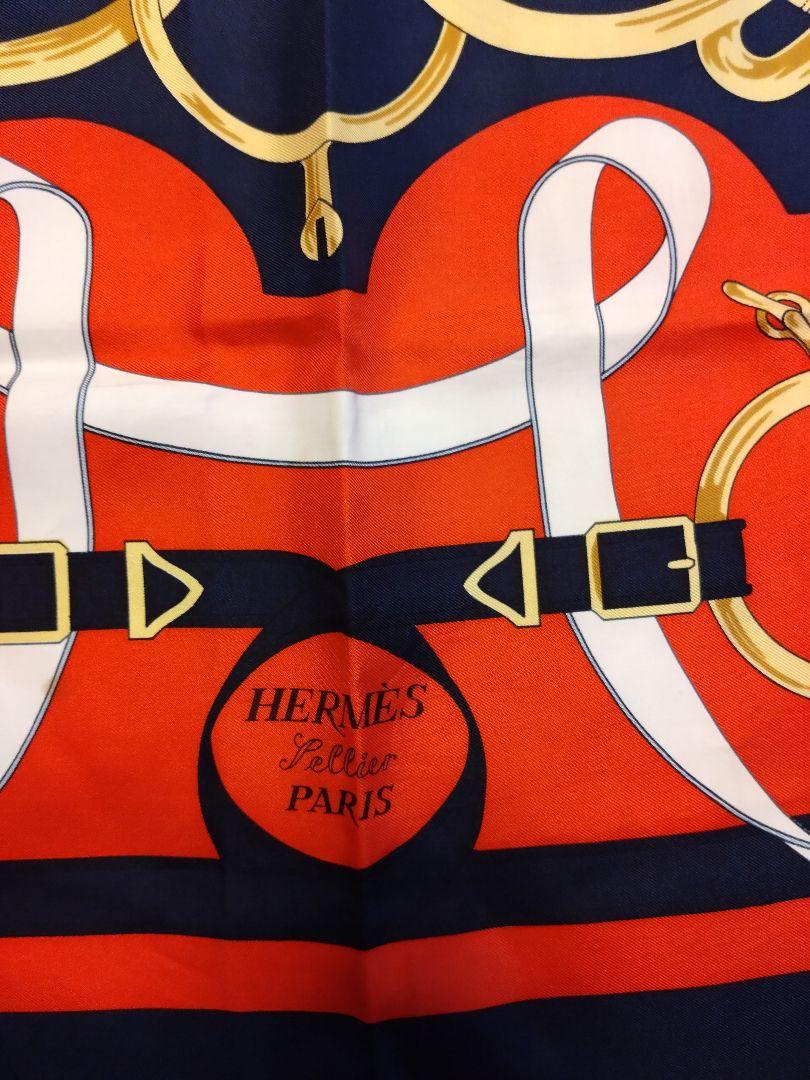HERMÈS シルクスカーフ カレ90馬具デザイン