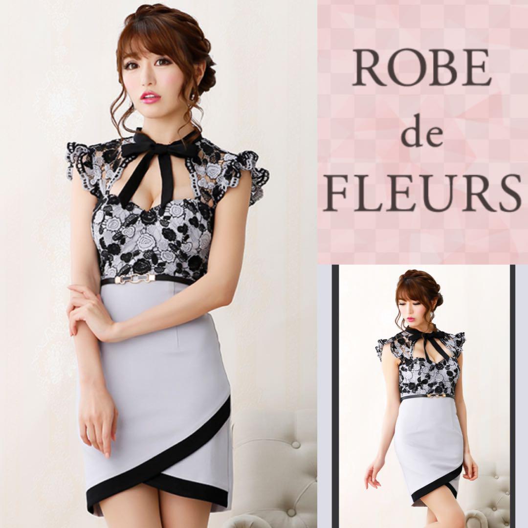 ROBE de FLEURS 薔薇 フラワー 刺繍レース タイトドレス