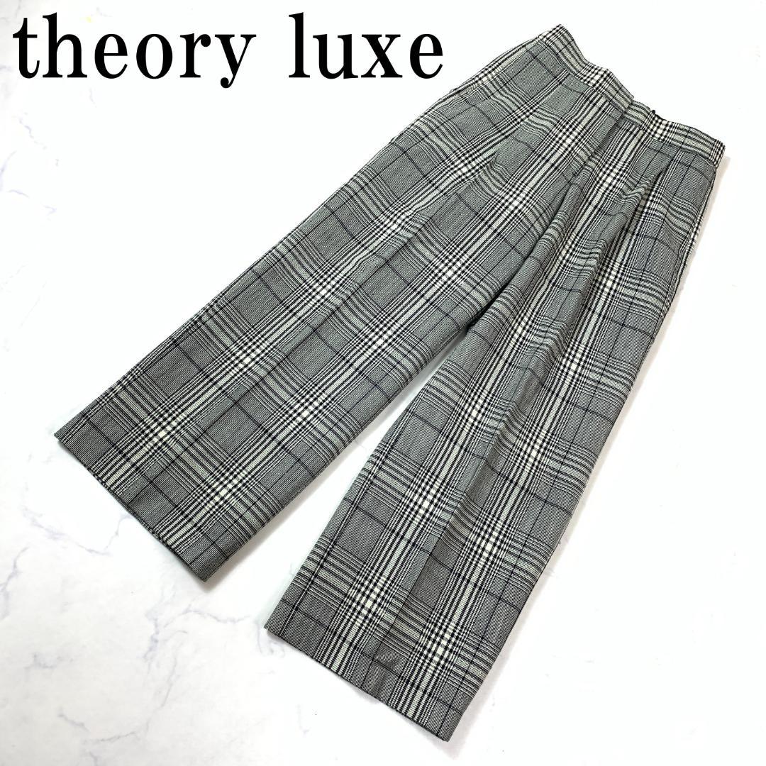 LA5826 20年製セオリーリュクス チェック ワイドパンツ ブラック系 38