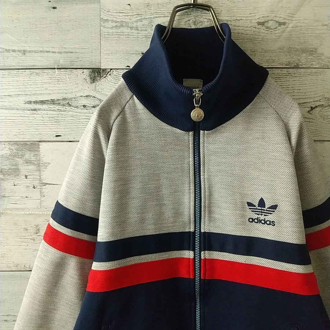 超希少☆西ドイツ アディダス 刺繍ロゴ トラックジャケット デサント 80s Lトップス