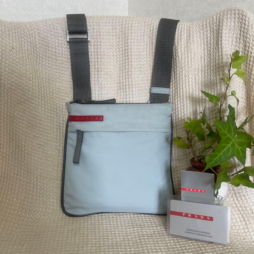 ◇良品PRADA SPORTプラダスポーツ ミニショルダーバッグ ライトブルー◇