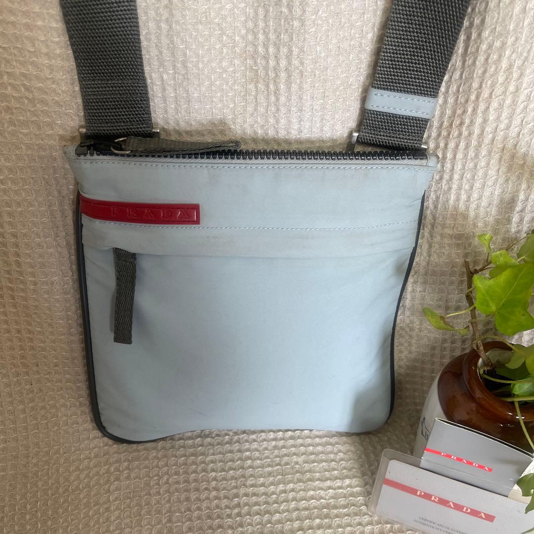 ◇良品PRADA SPORTプラダスポーツ ミニショルダーバッグ ライトブルー◇
