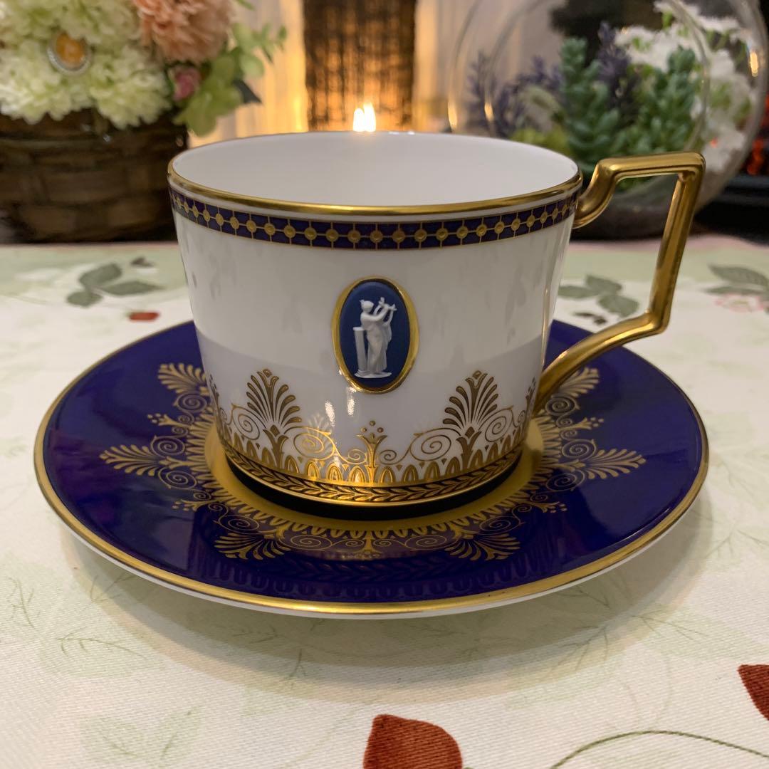 希少 ウェッジウッド アンセミオン ブルー カメオ ティーカップ&ソーサー