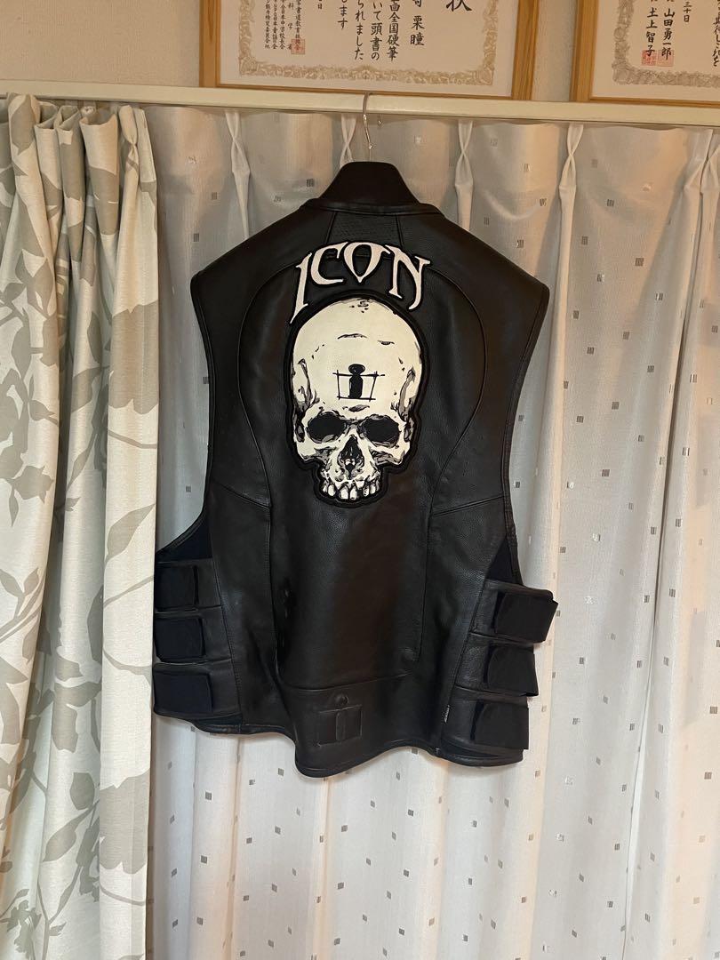 ICON レザーベスト S-M ブラック　icon 廃盤限定
