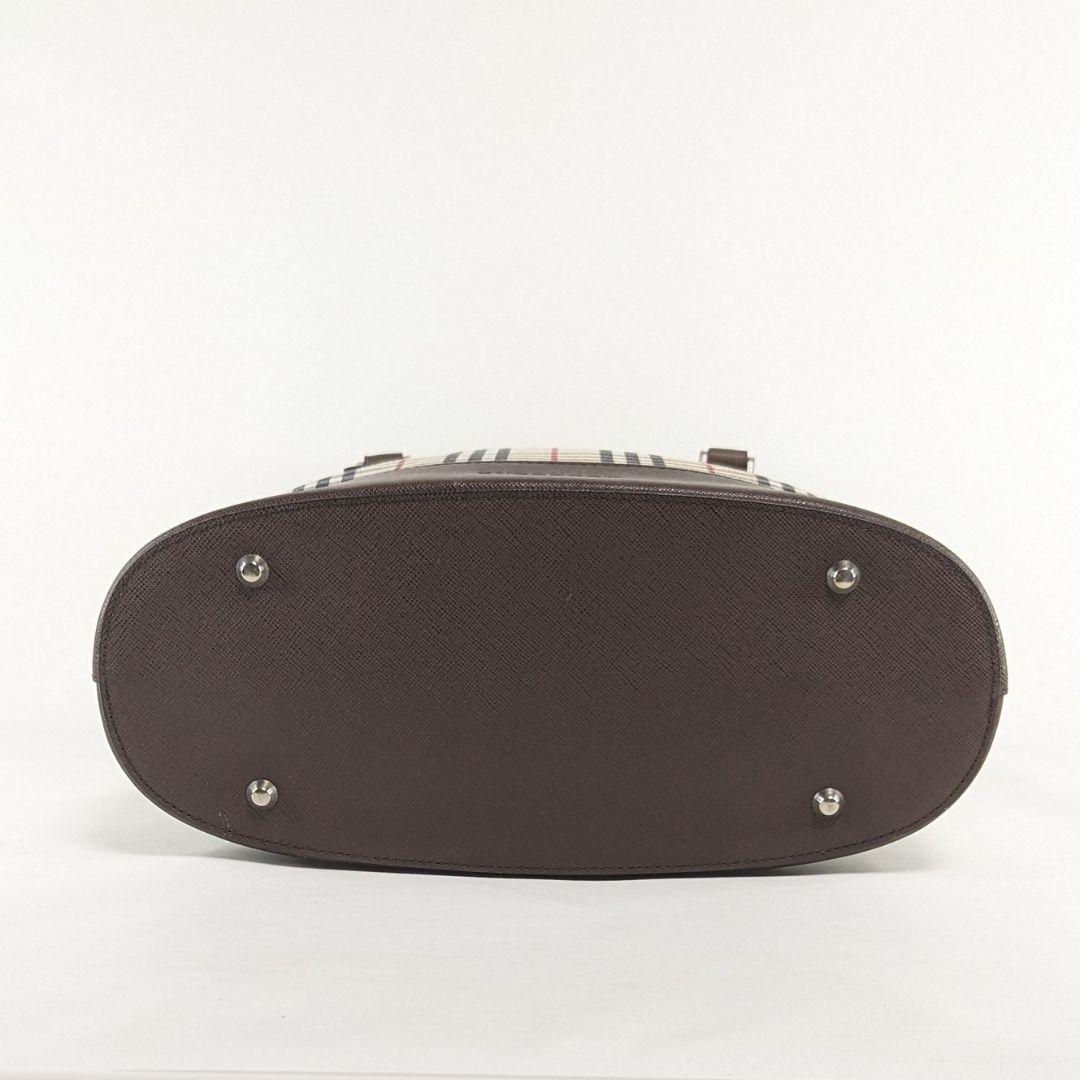【美品】バーバリー トートバッグ ノバチェック サフィアーノレザー 自立 美品 バーバリー トートバッグ ノバチェック キャンバス