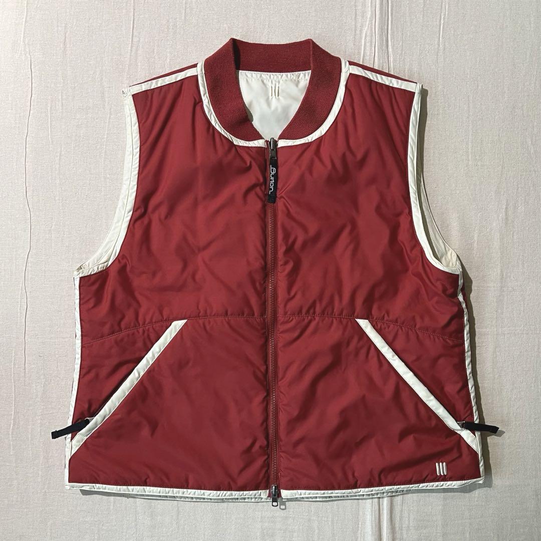 90s　archive　BURTON　リバーシブル　中綿ベスト　ロゴ刺繍　ライン