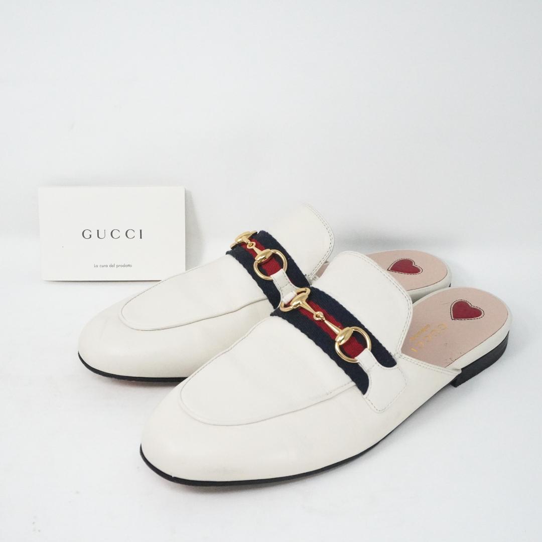 GUCCI 37 Princetown ミュール White Flats 166