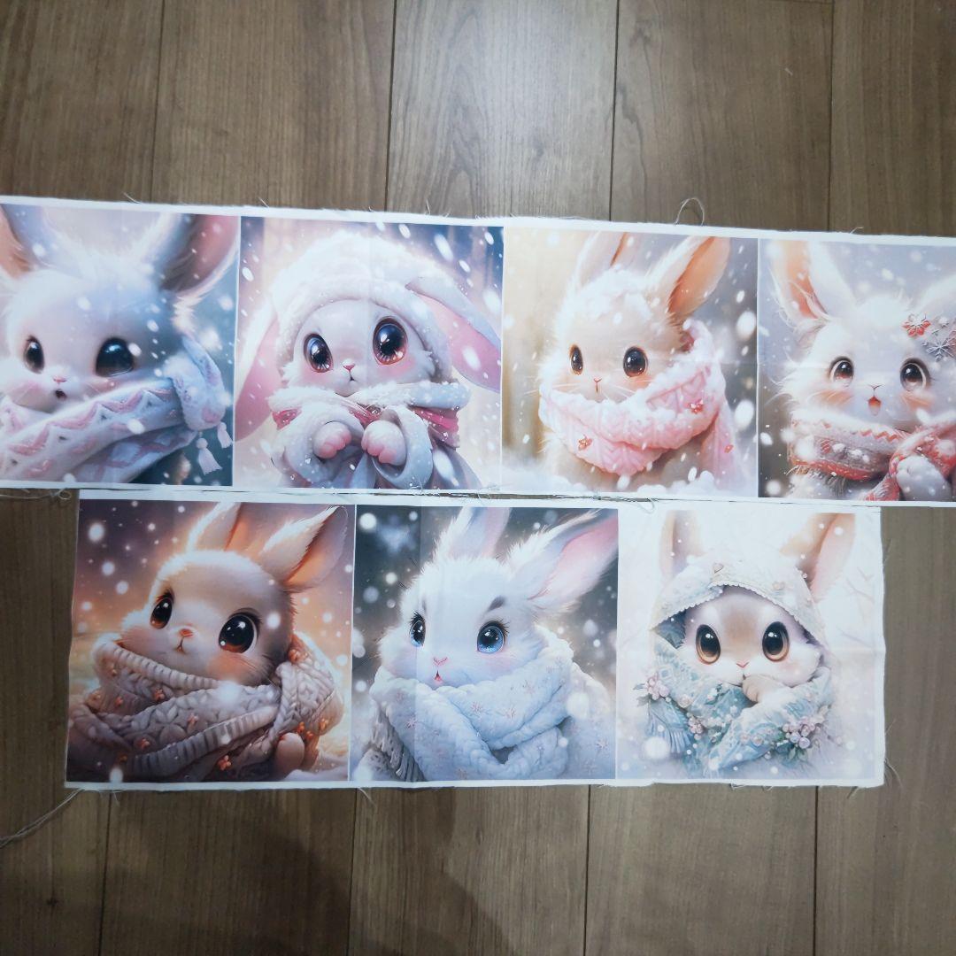 オーダー受け付け パネル生地 冬うさちゃん♡