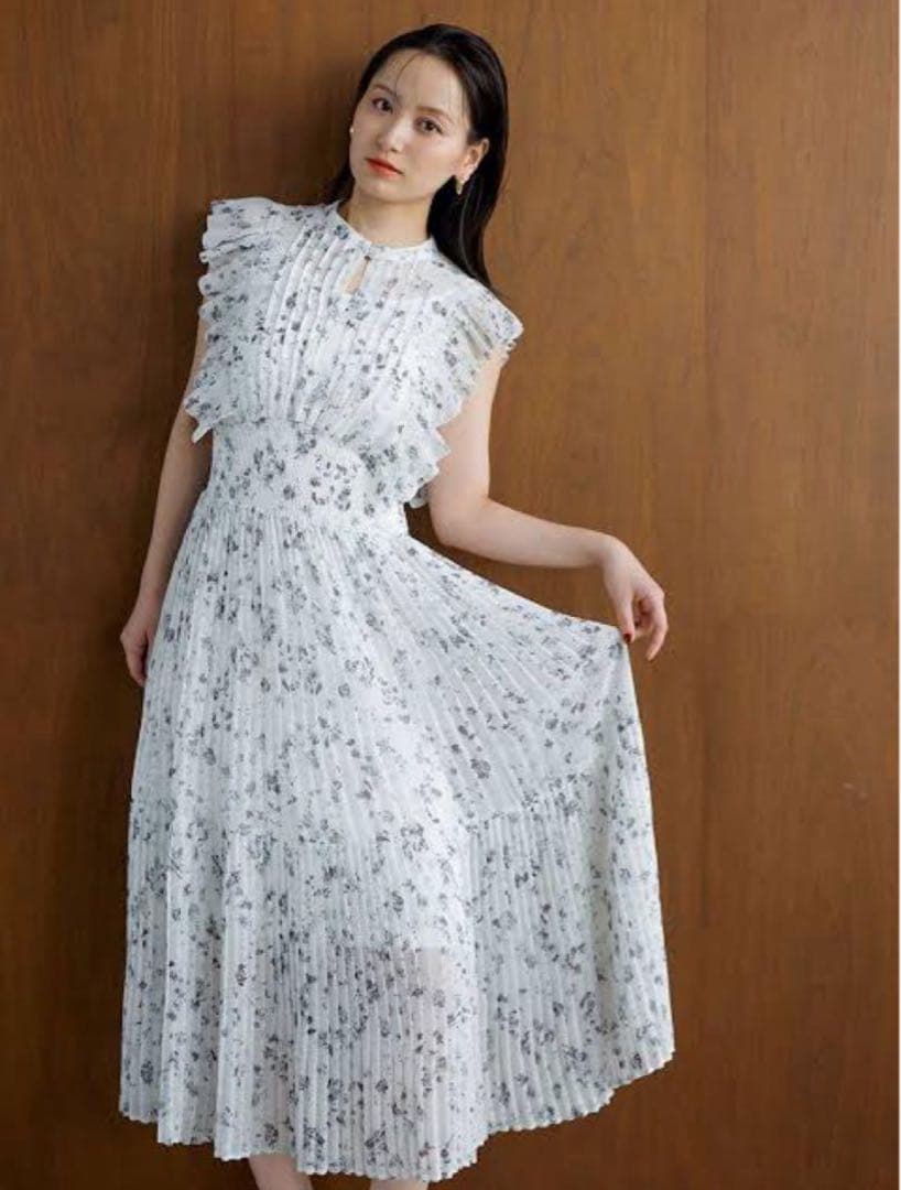 SNIDEL スナイデル Sustainableフリルワンピース BLU 正規品