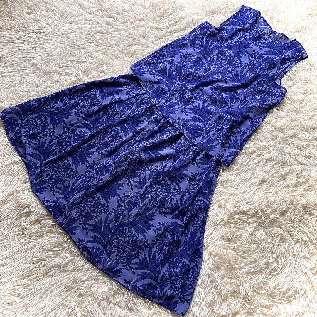 極美品 マッキントッシュロンドン 花柄 セットアップ Aライン ノースリーブ L