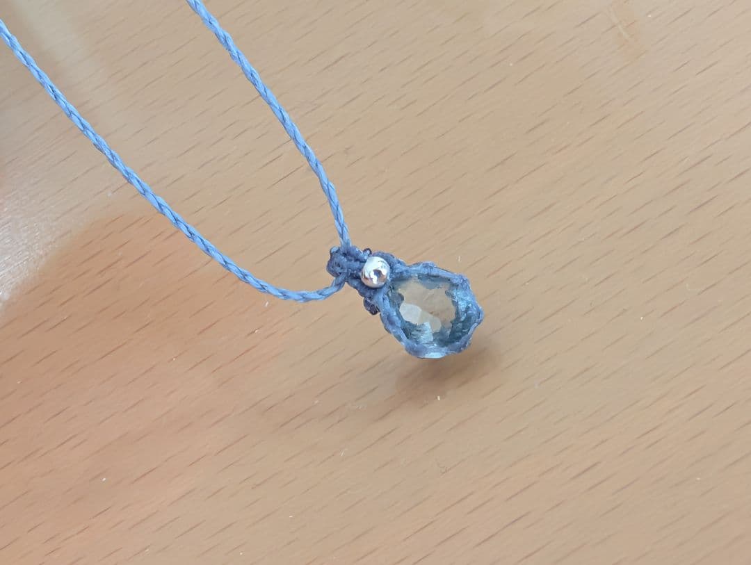 マクラメネックレス モスアクアマリン