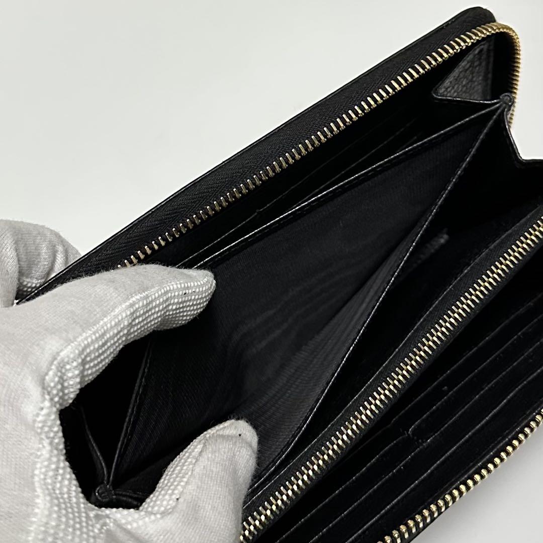 PRADA プラダ　長財布　ラウンドファスナー　ロゴ金具　ブラック