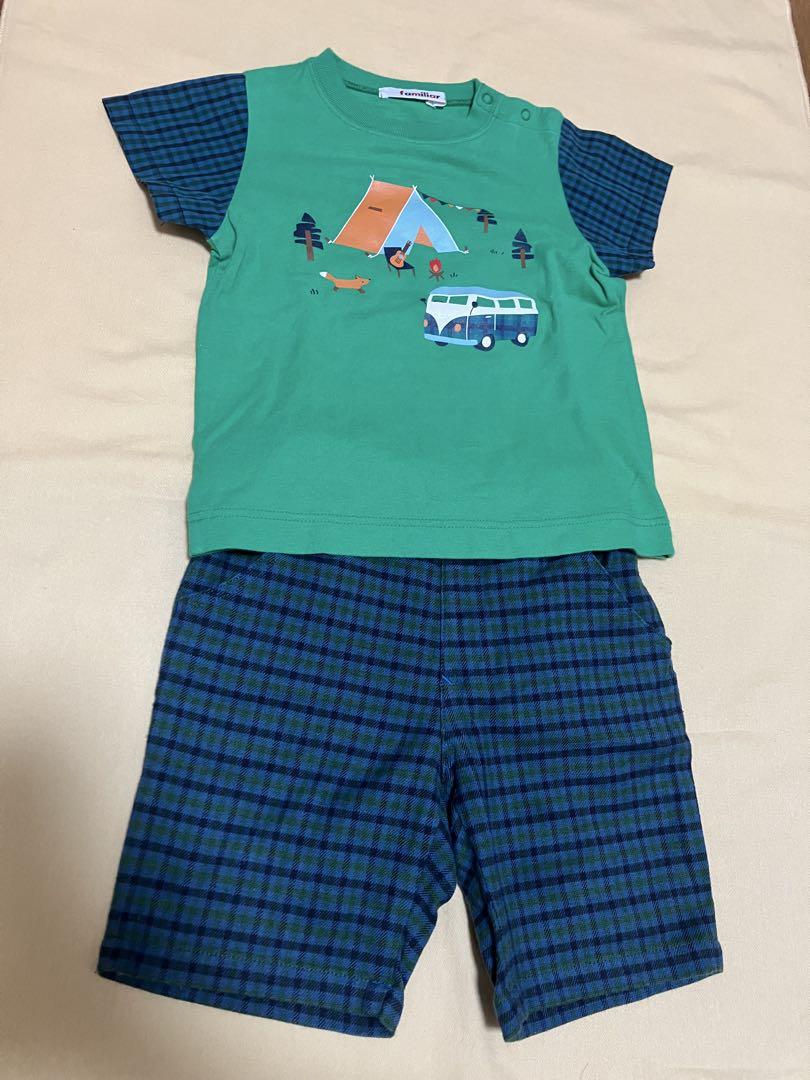 ファミリア　新品ピアノ鍵盤Tシャツ　緑系チェックハーフパンツ　120cm セット familiar ピアノ鍵盤デザイン Tシャツ70 - メルカリ
