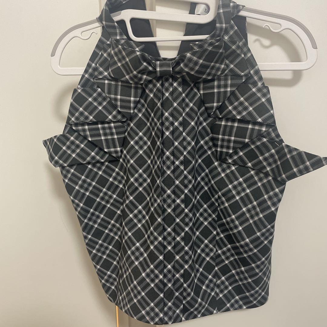 darich リボンチェックノースリーブブラウス GRY