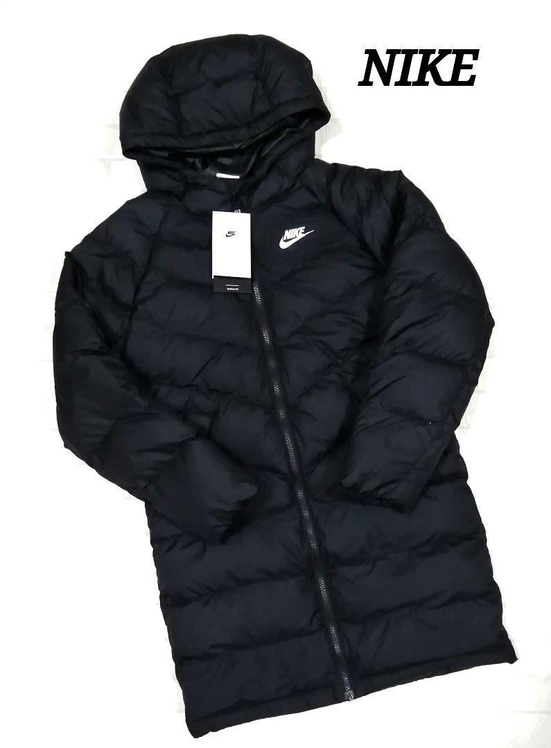 NIKE フード付き 中綿ジャケット S 黒 ベンチコート シンセティックフィル 160cm 定価13200円 新品 ナイキ キッズ シンセティックフィル