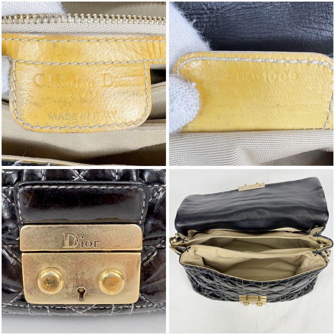 クリスチャンディオール　ワンショルダーバッグ　カナージュ　ブラック　パテント