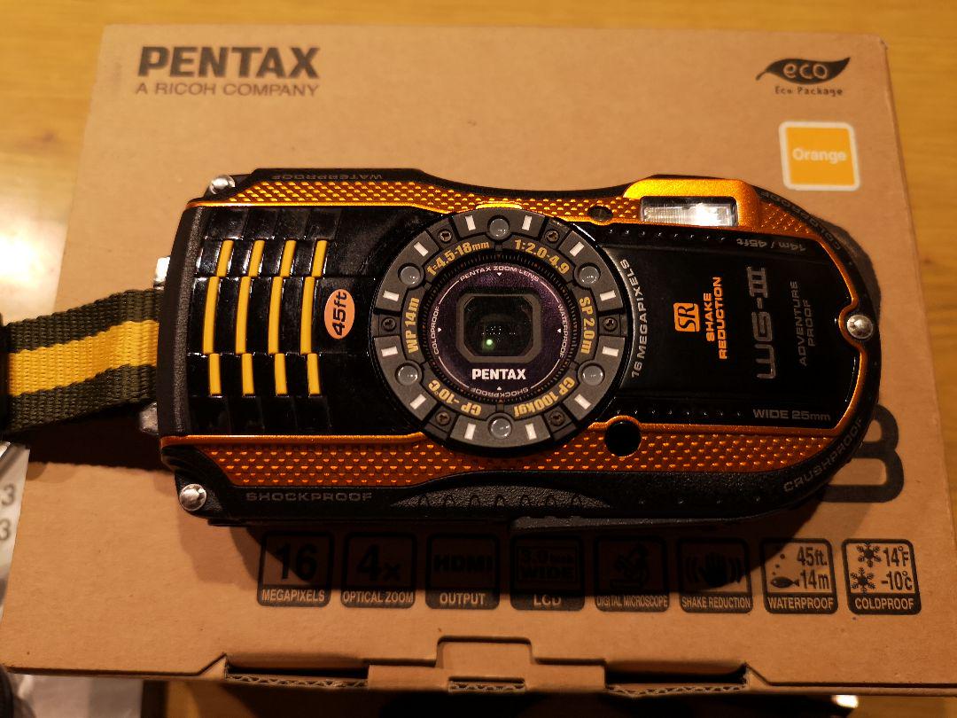PENTAX WG-3 防水カメラ 耐衝撃  WG-III オレンジ　動作品